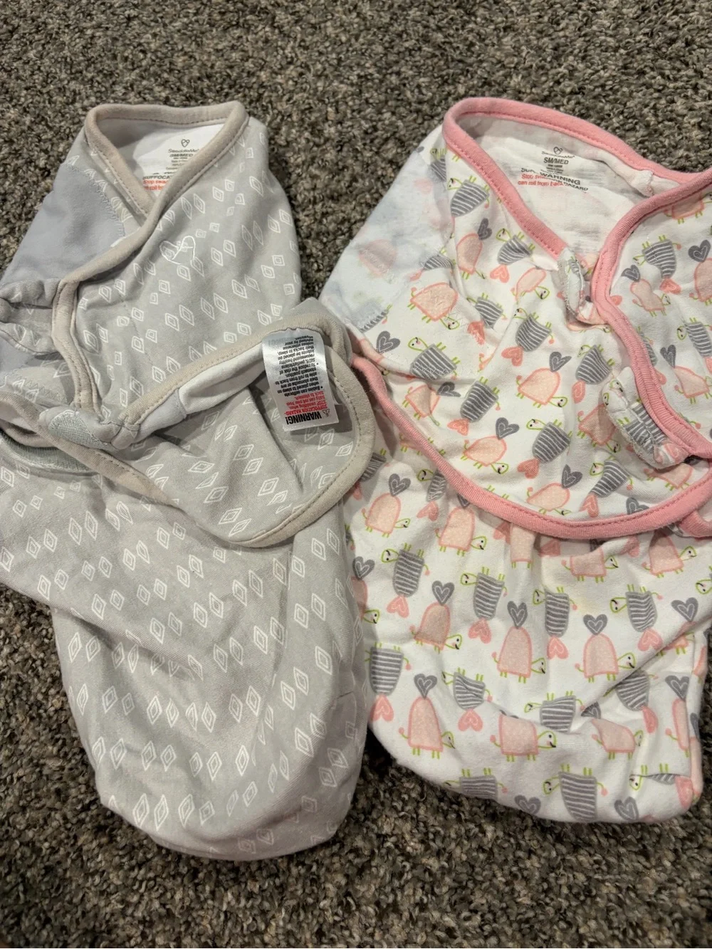 Set of two SwaddleMe sm/med easy Velcro swaddles